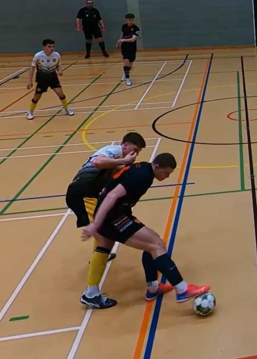 Joe Eason shielding the ball